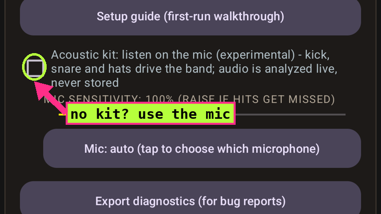 Timing and Hardware section with the acoustic kit checkbox circled